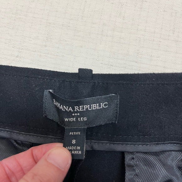 Banana Republic size 8 petite black wide leg pleated flannel pant - Picture 6 of 12